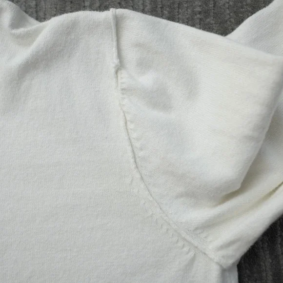 L.L. Bean Sweater Women Cotton Cashmere Pull Over White Long Sleeve Large - Picture 6 of 13